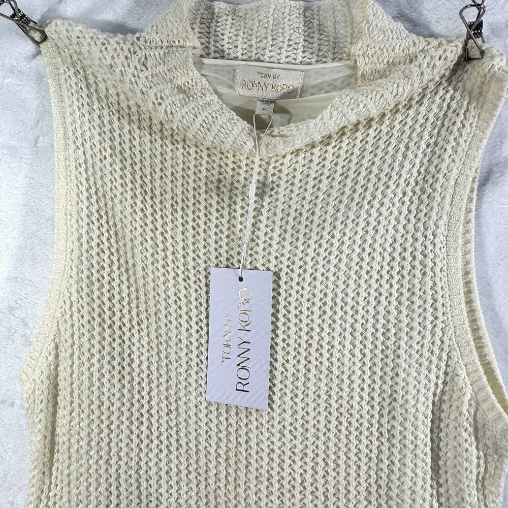 Torn by Ronny Kobo The Kate Dress Knit Sleeveless Bead Accents Color Pearl Sz M - Picture 8 of 13